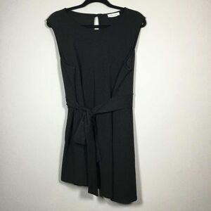 First Love Black Classic Minimalist Asymmetrical Tied Waist Party Mini Dress 1X